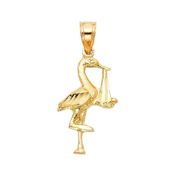 14K Yellow GoldCrane Pendant